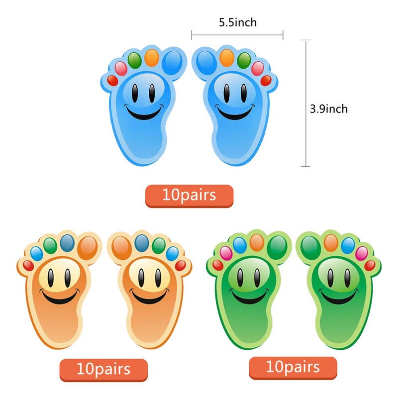 SZTLKHH 30 Pairs Kids Footprint Stickers for Classroom Lineup Spots Adhesive Vinyl Animal Stickers Social Distancing Floor Decals for Kids Nursery Floor Stairs Decor, - Image 2